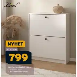 Megaflis Lind Fiora skoskap hvit 2 dører, NOK 799 tilbud