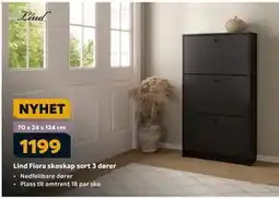 Megaflis Lind Fiora skoskap sort 3 dører, NOK 1199 tilbud