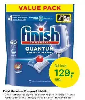 Felleskjøpet Finish Quantum 60 oppvasktabletter, NOK 129 tilbud