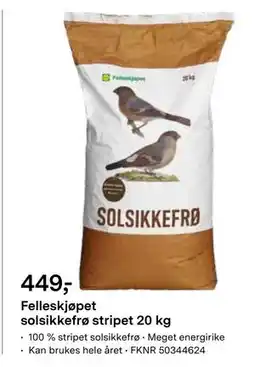 Felleskjøpet Felleskjøpet solsikkefrø stripet 20 kg, NOK 449 tilbud