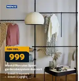 Megaflis Wenko Hercules åpent garderobesystem duo sort, NOK 999 tilbud