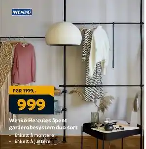 Megaflis Wenko Hercules åpent garderobesystem duo sort, NOK 999 tilbud