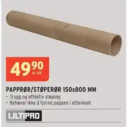 Montér PAPPRØR/STØPERØR 150x800 MM, NOK 49.9 tilbud