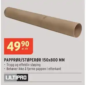 Montér PAPPRØR/STØPERØR 150x800 MM, NOK 49.9 tilbud