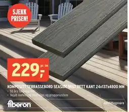 Montér KOMPOSITT TERRASSEBORD SEASIDE MIST RETT KANT 24x137x4800 MM, NOK 229 tilbud