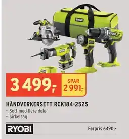 Montér HÅNDVERKERSETT RCK184-252S, NOK 3499 tilbud