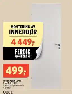 Montér INNERDØR CLEAN, FLERE TYPER, NOK 499 tilbud