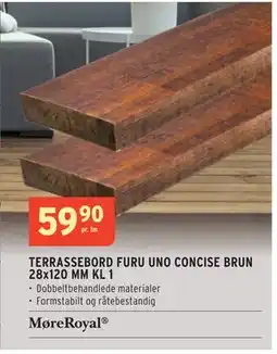Montér TERRASSEBORD FURU UNO CONCISE BRUN 28x120 MM KL 1, NOK 59.9 tilbud
