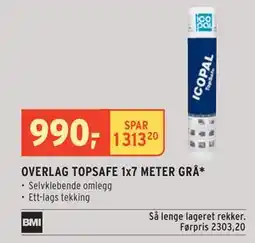 Montér OVERLAG TOPSAFE 1x7 METER GRÅ, NOK 990 tilbud