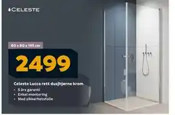 Megaflis Celeste Lucca rett dusjhjørne krom, NOK 2499 tilbud