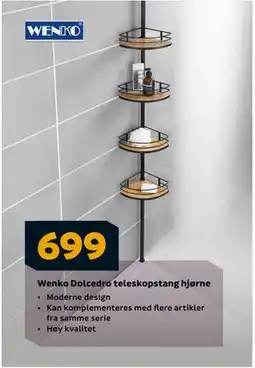 Megaflis Wenko Dolcedro teleskopstang hjørne, NOK 699 tilbud