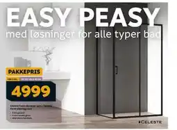 Megaflis Celeste Fasto skyvedør sort + Celeste Fasto sidevegg sort, NOK 4999 tilbud