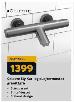 Megaflis Celeste Ely Kar- og dusjtermostat granittgrå, NOK 1399 tilbud