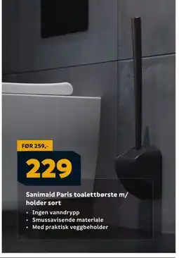 Megaflis Sanimaid Paris toalettbørste m/ holder sort, NOK 229 tilbud