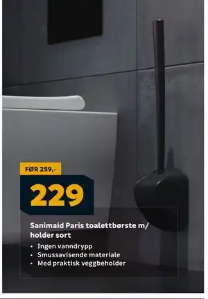Megaflis Sanimaid Paris toalettbørste m/ holder sort, NOK 229 tilbud