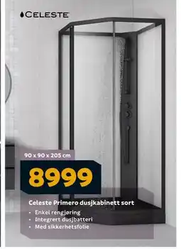 Megaflis Celeste Primero dusjkabinett sort, NOK 8999 tilbud