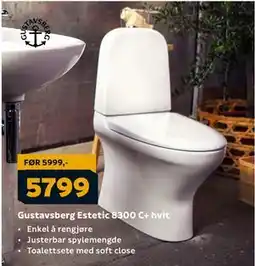 Megaflis Gustavsberg Estetic 8300 C+ hvit, NOK 5799 tilbud
