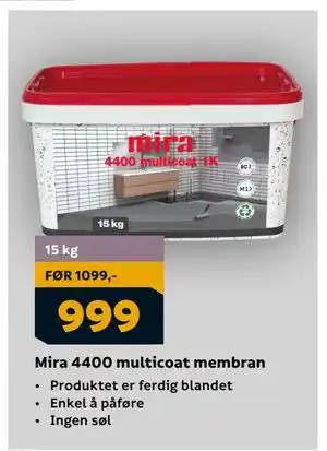 Megaflis Mira 4400 multicoat membran, NOK 999 tilbud