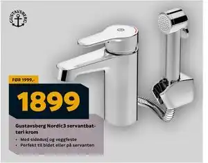 Megaflis Gustavsberg Nordic3 servantbatteri krom, NOK 1899 tilbud