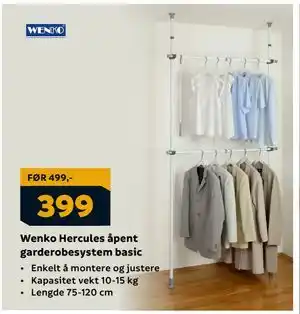 Megaflis Wenko Hercules åpent garderobesystem basic, NOK 399 tilbud