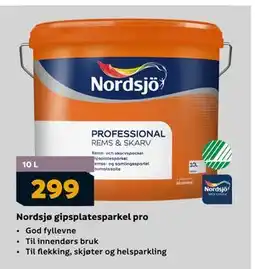 Megaflis Nordsjø gipsplatesparkel pro, NOK 299 tilbud