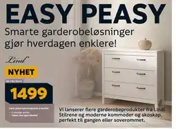 Megaflis Lind Leona kommode hvit 3 skuffer, NOK 1499 tilbud