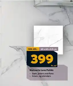 Megaflis Statuario Luxe Pulido, NOK 399 tilbud