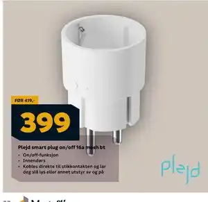 Megaflis Plejd smart plug on/off 16a mesh bt, NOK 399 tilbud