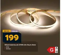 Megaflis Elitech ledstrip cob-2700k-24v-8w/m-8mm, NOK 199 tilbud