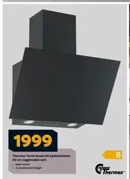 Megaflis Thermex Trend model 50 kjøkkenhette 60 cm veggmodell sort, NOK 1999 tilbud