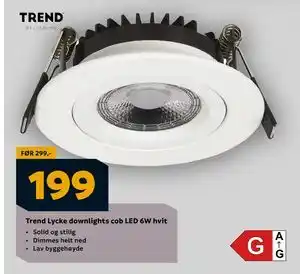 Megaflis Trend Lycke downlights cob LED 6W hvit, NOK 199 tilbud