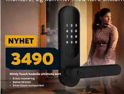 Megaflis Nimly Touch kodelås ultimate sort, NOK 3490 tilbud