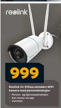 Megaflis Reolink rlc-510wa utendørs WiFi kamera med persondeteksjon, NOK 999 tilbud