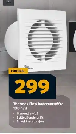 Megaflis Thermex Flow baderomsvifte 100 hvit, NOK 299 tilbud