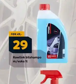 Megaflis Rawlink bilshampo m/voks 1l, NOK 29 tilbud