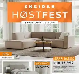 Skeidar Monaco 2,5-seter, NOK 13999 tilbud