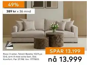 Skeidar Rossi 3-seter, NOK 13999 tilbud