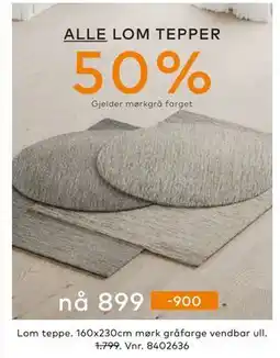 Skeidar Lom teppe, NOK 899 tilbud