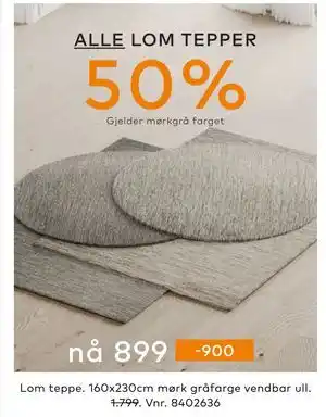 Skeidar Lom teppe, NOK 899 tilbud