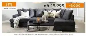 Skeidar Boston U-sofa, NOK 19999 tilbud