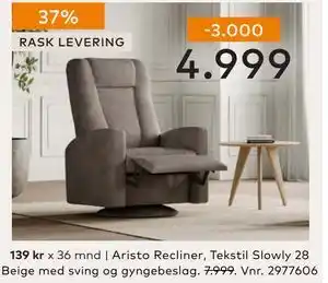 Skeidar Aristo Recliner, NOK 4999 tilbud