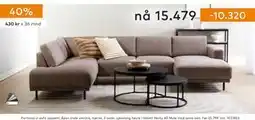 Skeidar Portland U-sofa oppsett, NOK 15479 tilbud