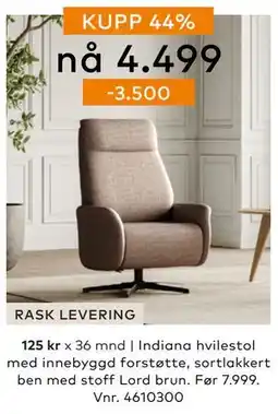 Skeidar Indiana hvilestol, NOK 4499 tilbud