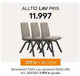 Skeidar Stressless Chilli Lav spisestol, NOK 11997 tilbud