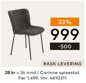 Skeidar Corinne spisestol, NOK 999 tilbud