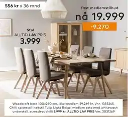 Skeidar Woodcraft bord, NOK 29269, Medlemspris tilbud