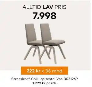 Skeidar Stressless Chilli spisestol, NOK 7998 tilbud