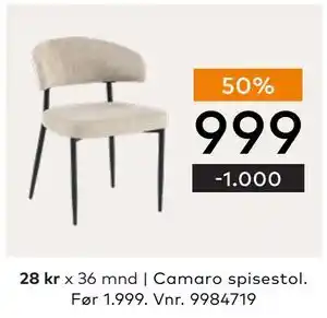 Skeidar Camaro spisestol, NOK 999 tilbud