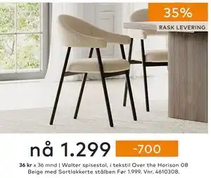 Skeidar Walter spisestol, NOK 1299 tilbud