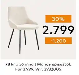 Skeidar Mandy spisestol, NOK 2799 tilbud